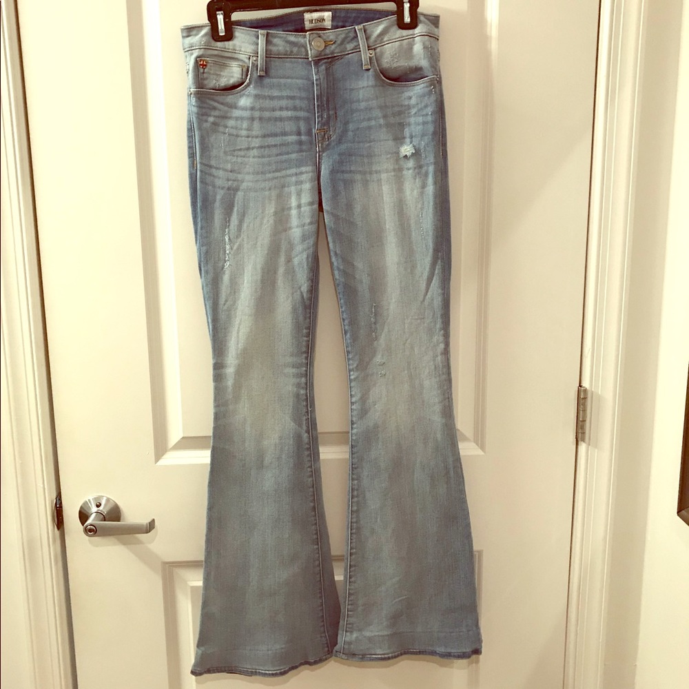 Hudson mid-rise MIA light wash denim flare jeans